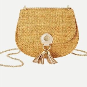Lilly Pulitzer Sirena Crossbody Nag Raffia with Gold Tassel